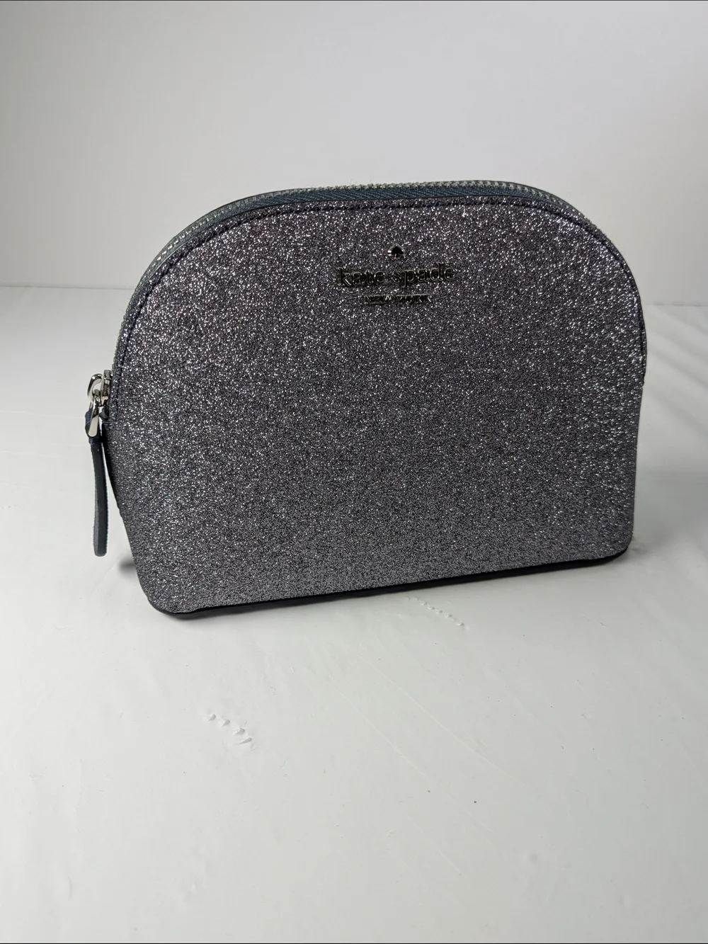 Kate Spade Silver Glitter Cosmetic Pouch